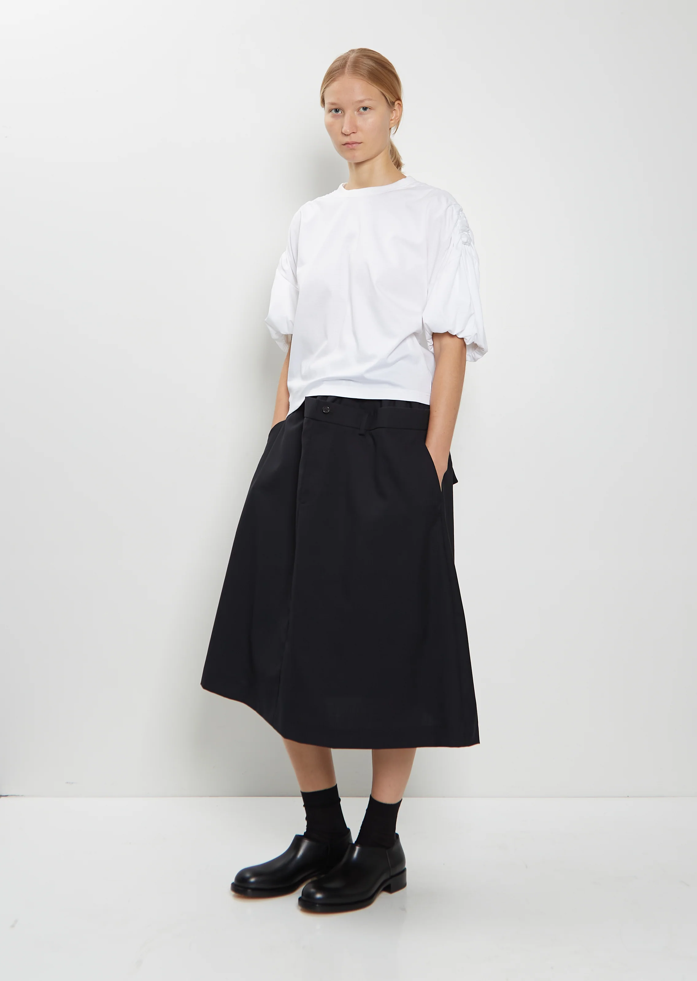 Cotton Ponte Puffed Sleeve T-Shirt - Image 4