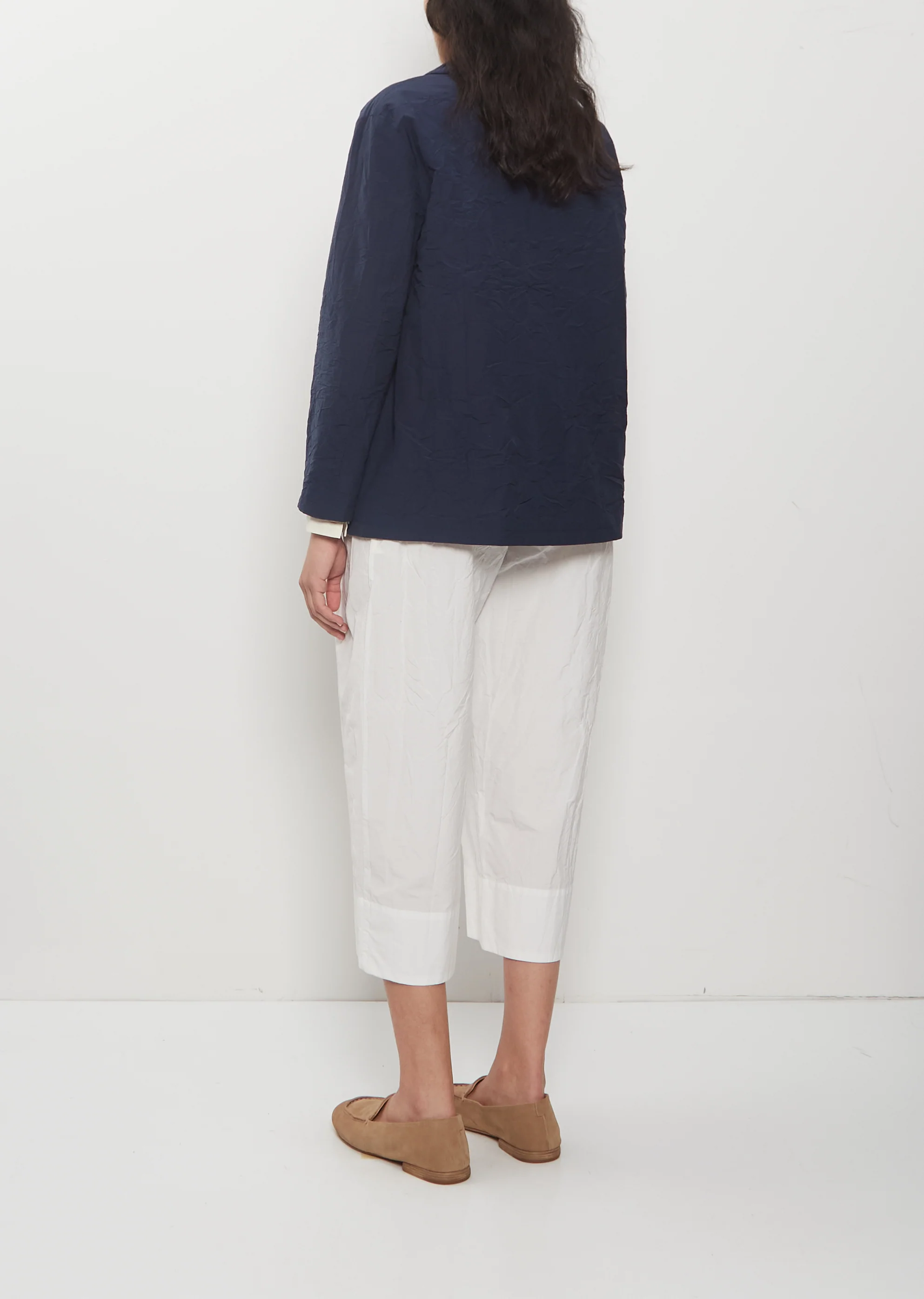 Open Front Crinkled Cotton Jacket - Image 3
