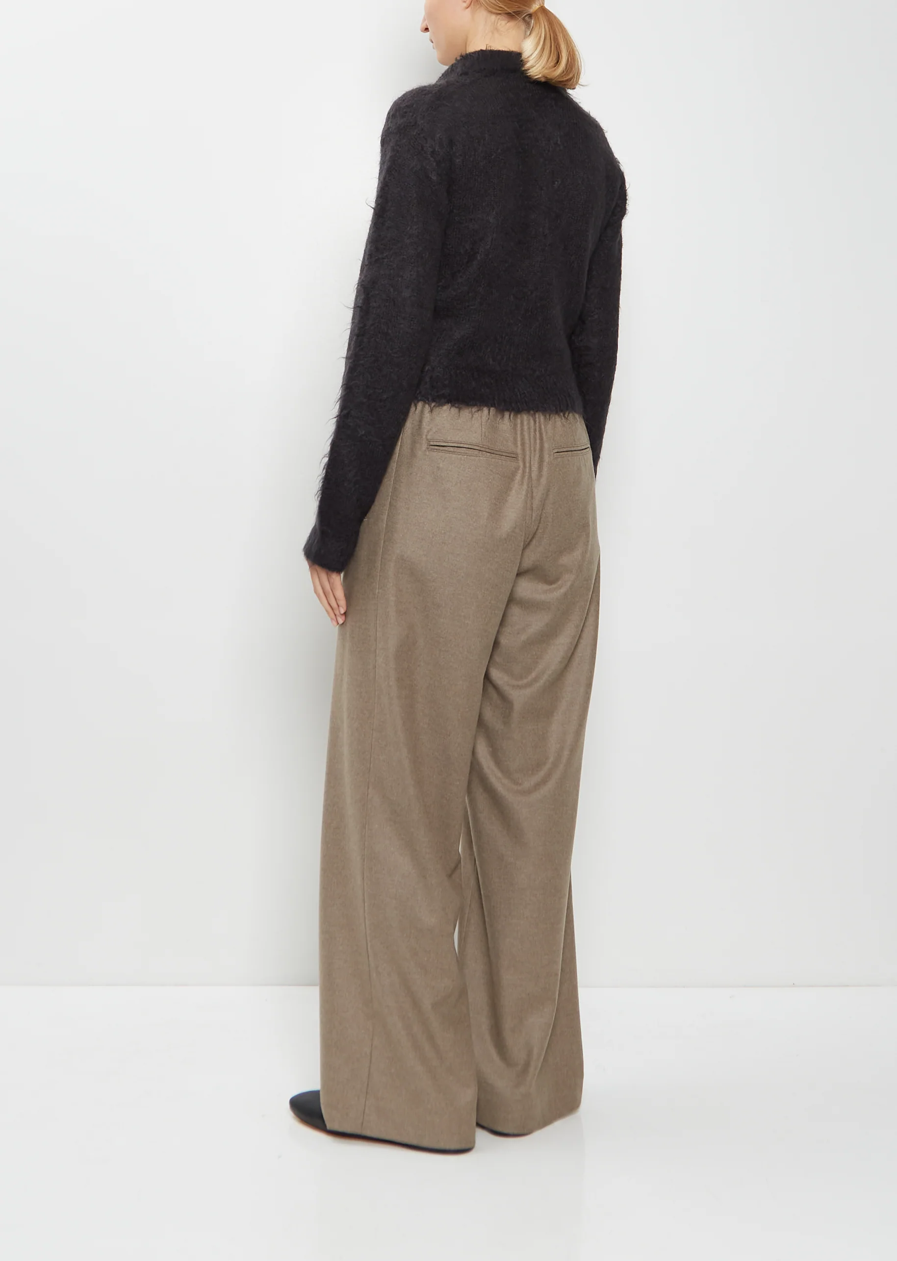 Brushed Mohair Knit Polo — Ink Black - Image 3