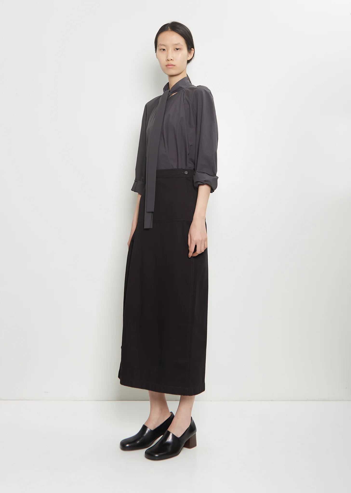 Cotton Denim Slit Skirt - Image 4