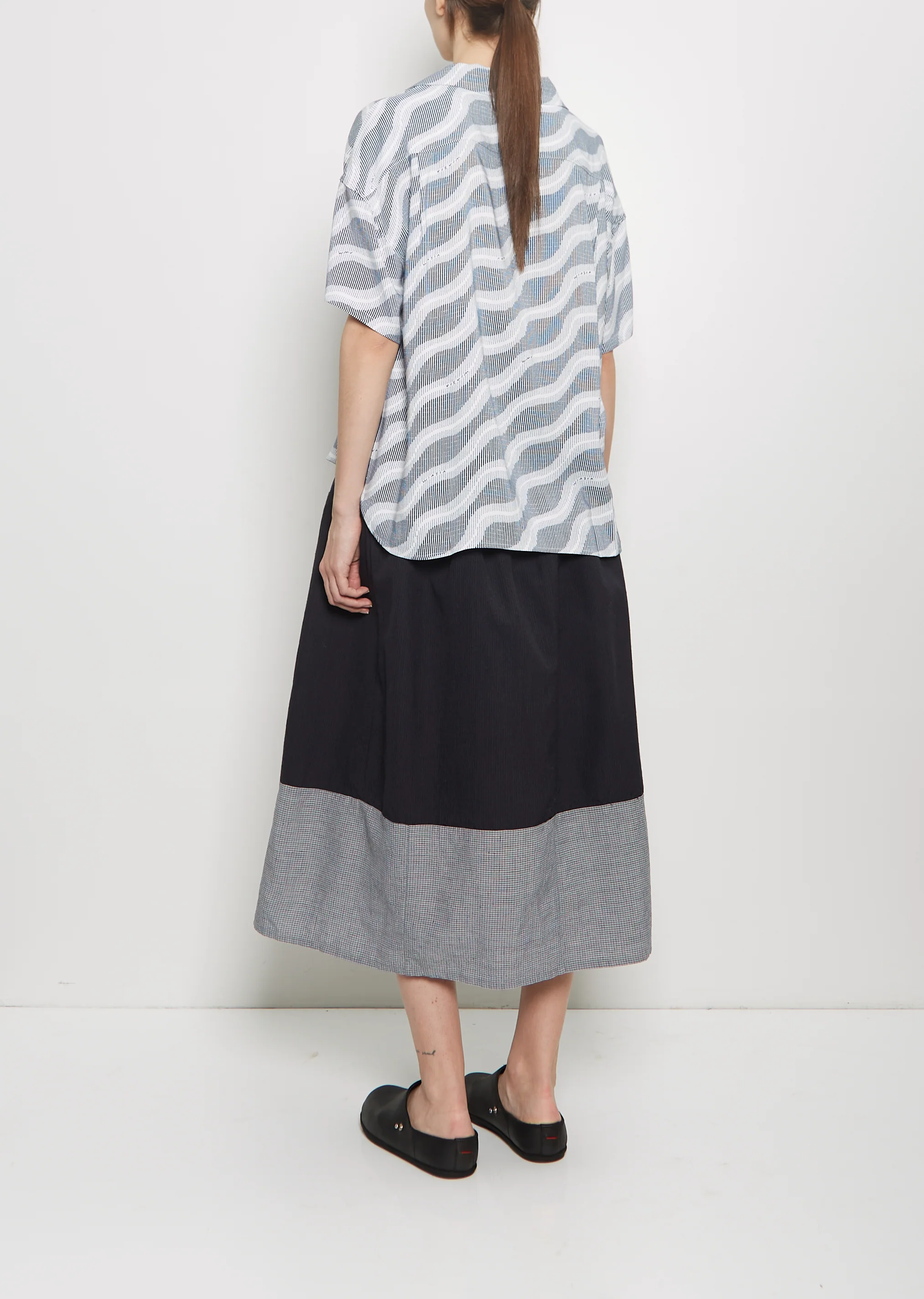 Julie Open Collar Blouse — Navy - Image 3